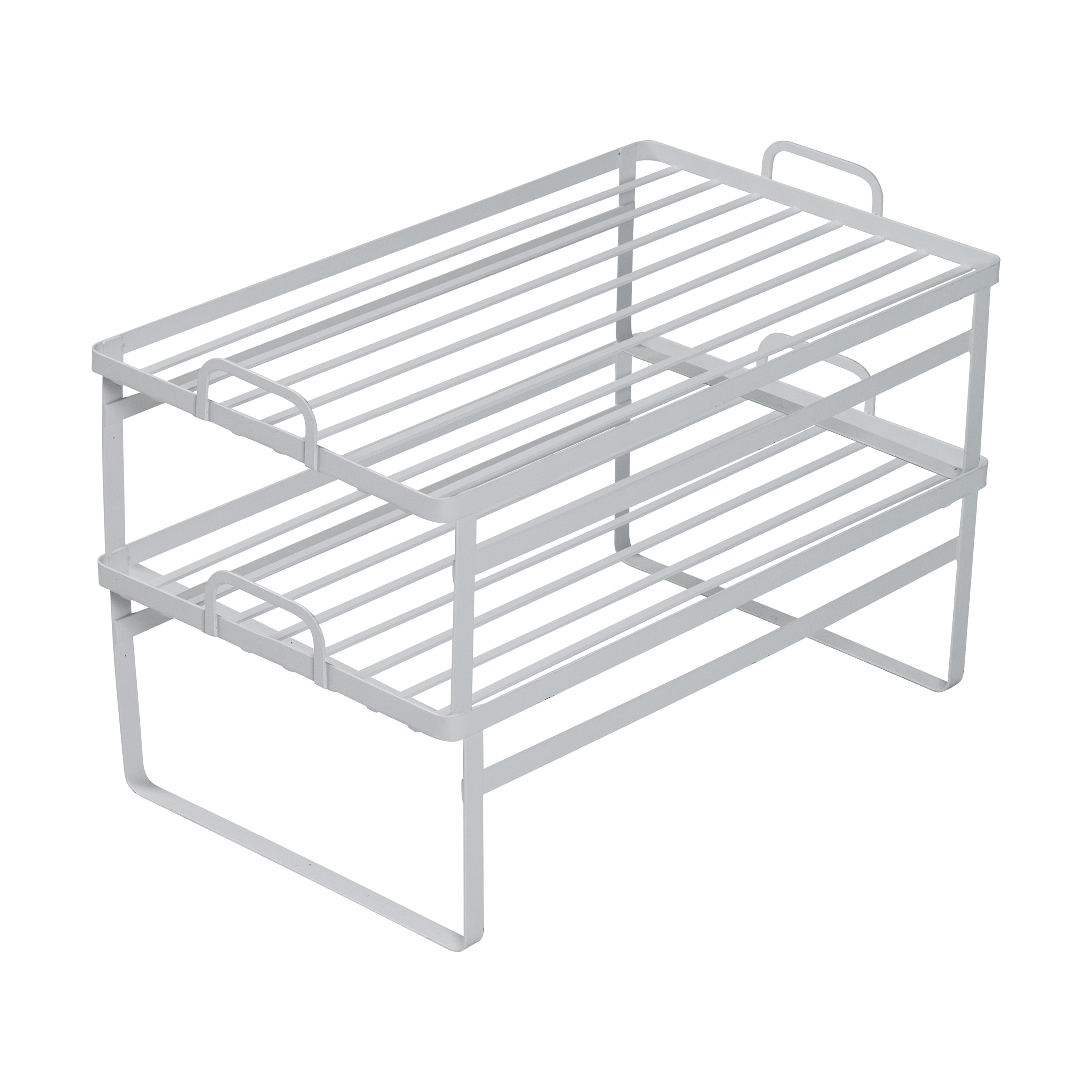 mDesign Metal Kitchen Shelf Stackable Organizer Storage Rack, 2 Pack, Black