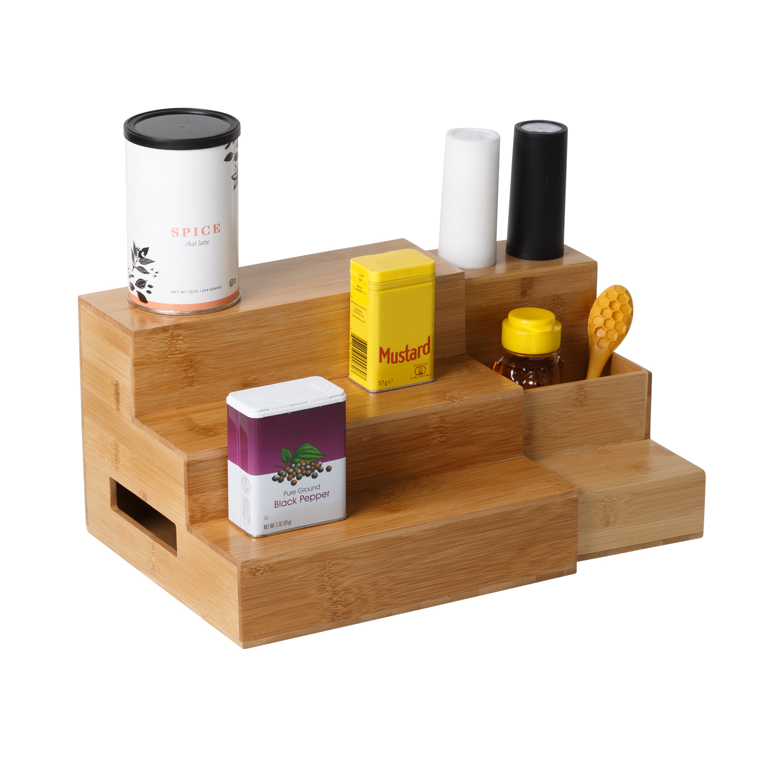 Natural Bamboo Expandable 3-Tier Spice Rack