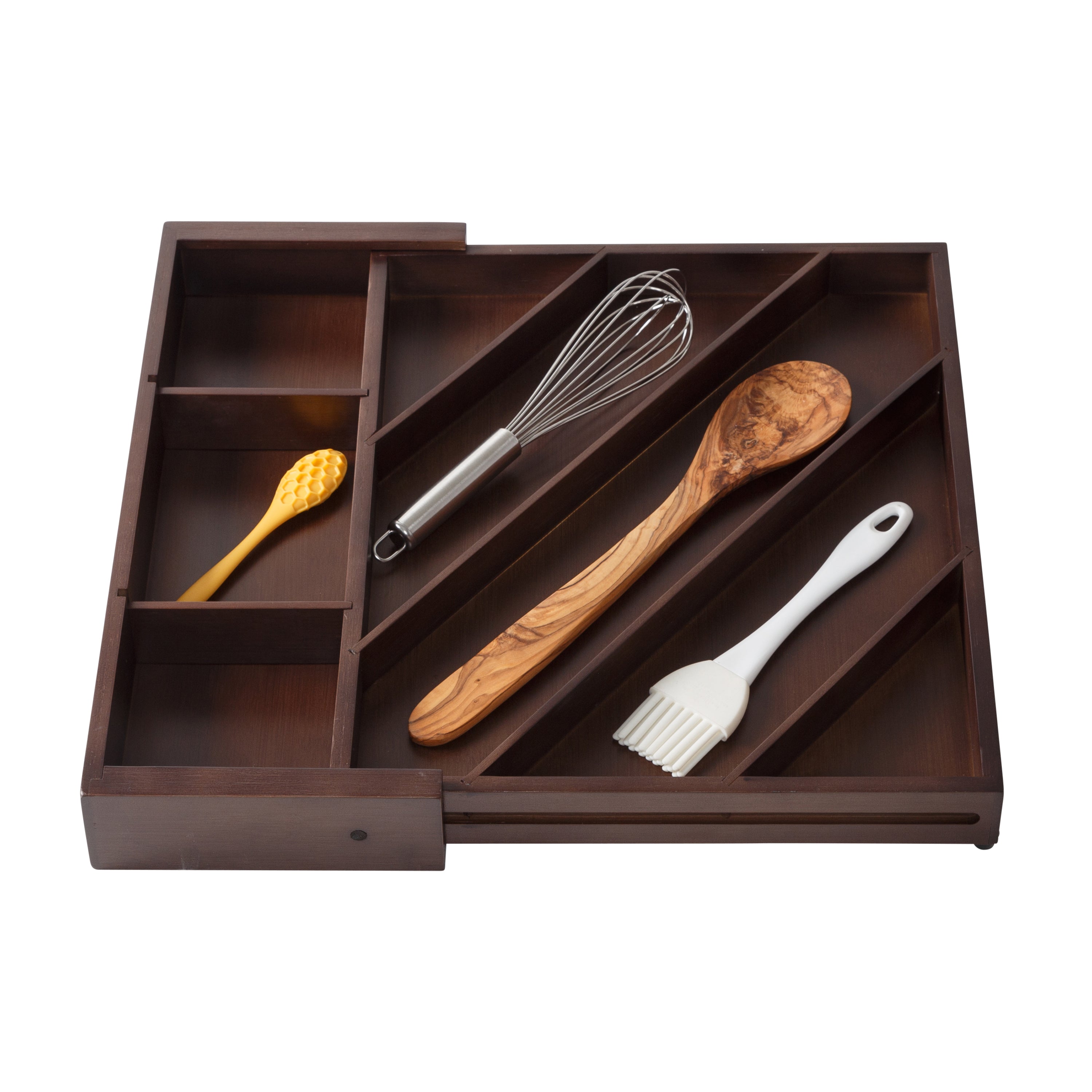 Diagonal Pattern Drawer Walnut Expandable Diagonal Bamboo Drawer Organizer