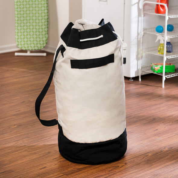 Black/White Duffle Style Laundry Bag