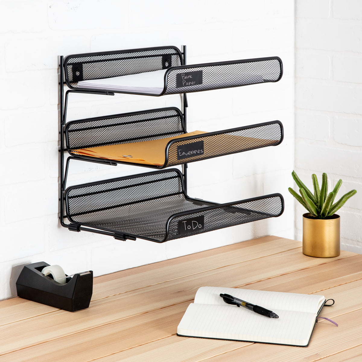 Black 3-Tier Mesh Desk Organizer