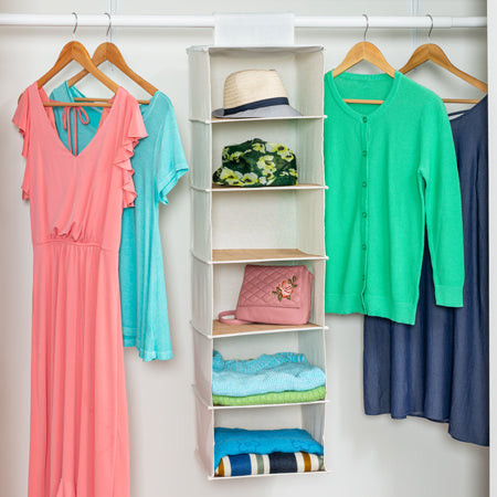 Household Essentials Hanging Cotton Blend Closet Organizer with 6