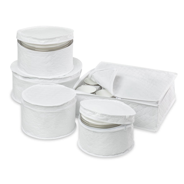White 5-Piece Dinnerware Storage Set