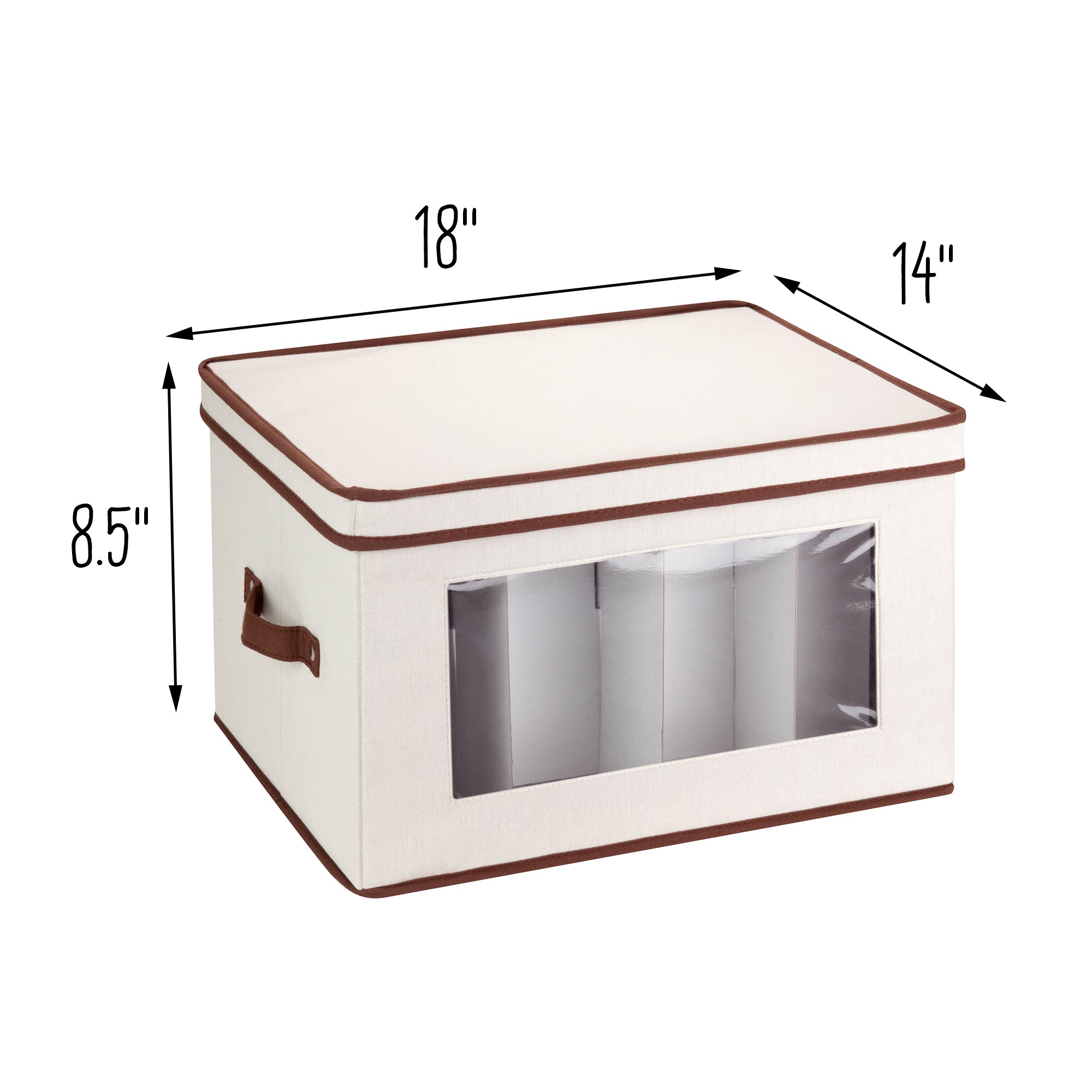Honey Can Do Canvas Window Storage Box with Lid - Natural
