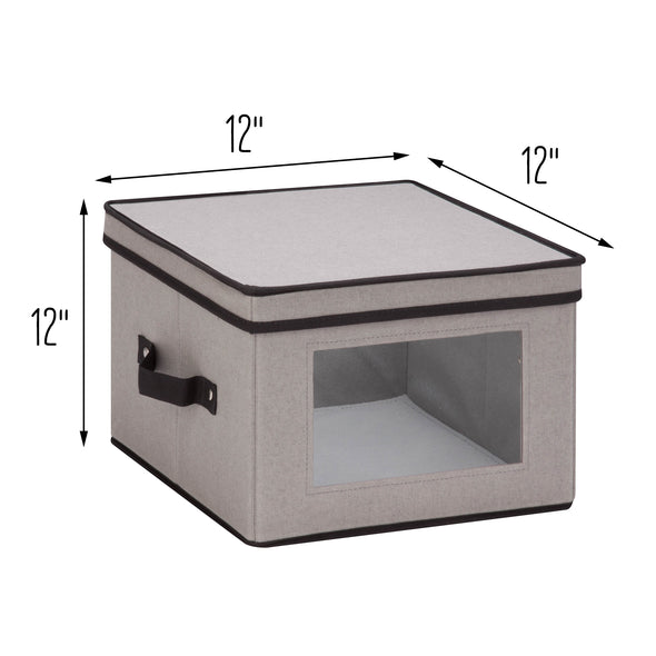 Gray/Black Window Dinnerware Storage Box (12" x 12")