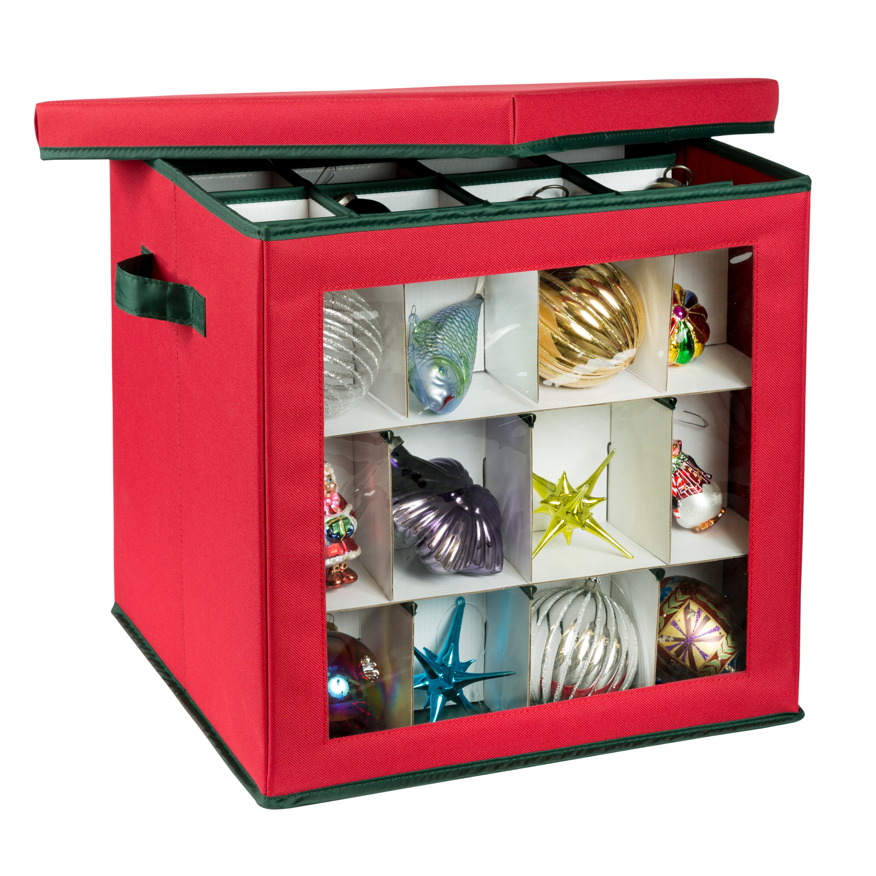 48 qt Holiday Ornament Storage Box w/ Hinged Lid