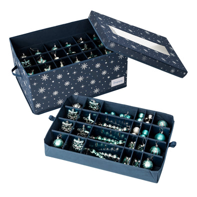 Navy Blue Deluxe 72-Ornament Storage Box
