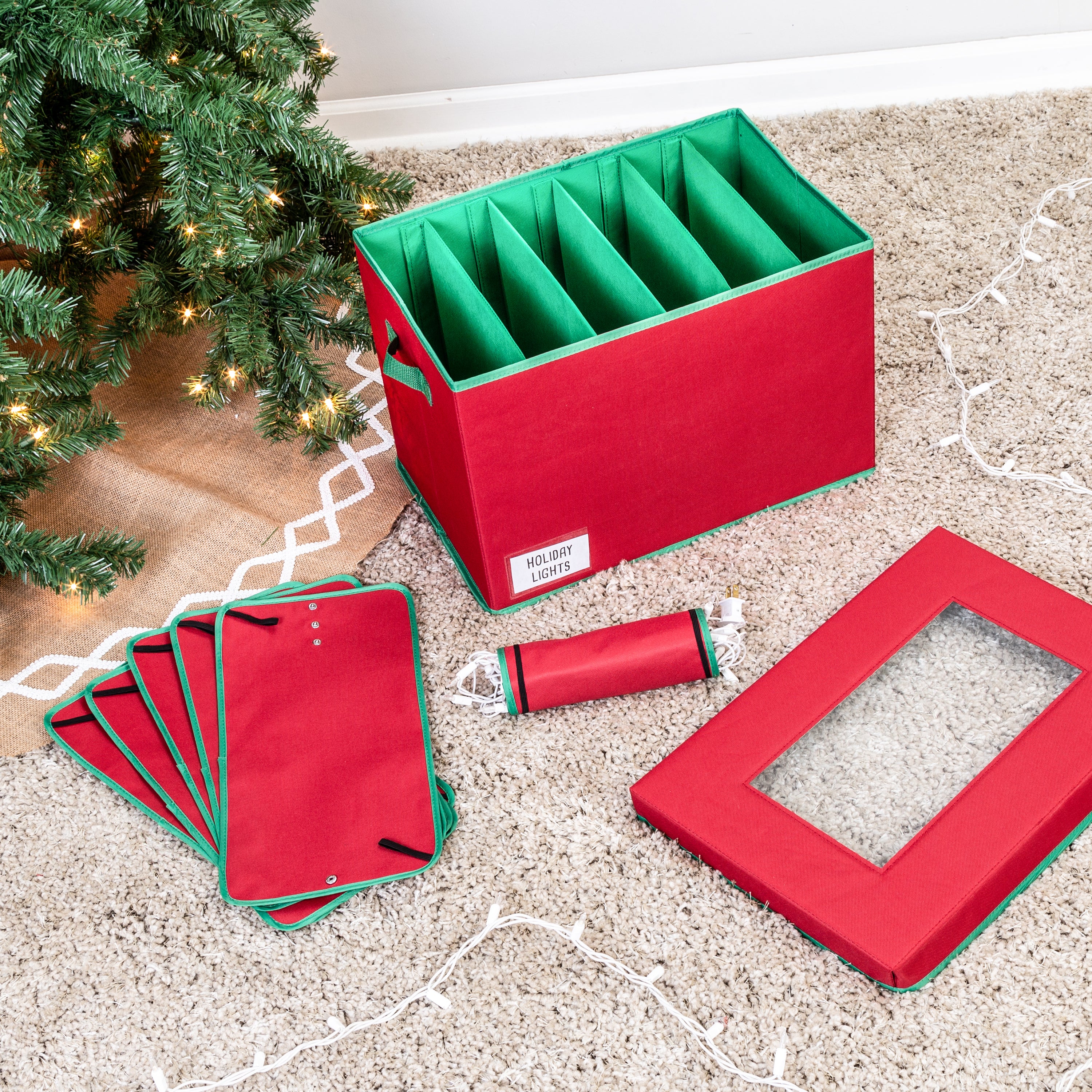 Christmas Wrapping Paper Storage Box Divider Xmas Decor Organizer