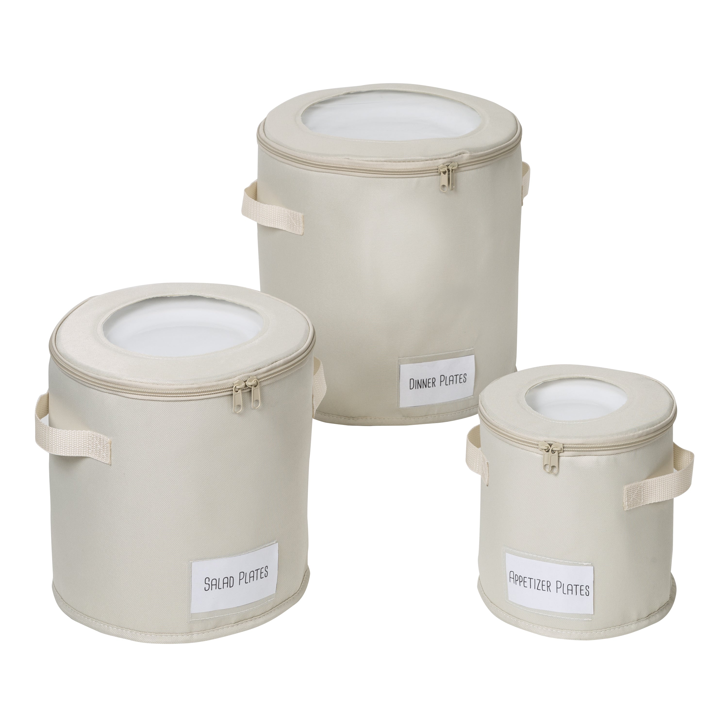 Honey Can Do Round Dinnerware Storage Boxes, Set of 3 - Natural