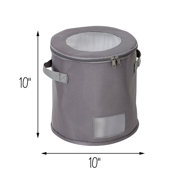 Gray 10-Inch Round Dinnerware Storage Box
