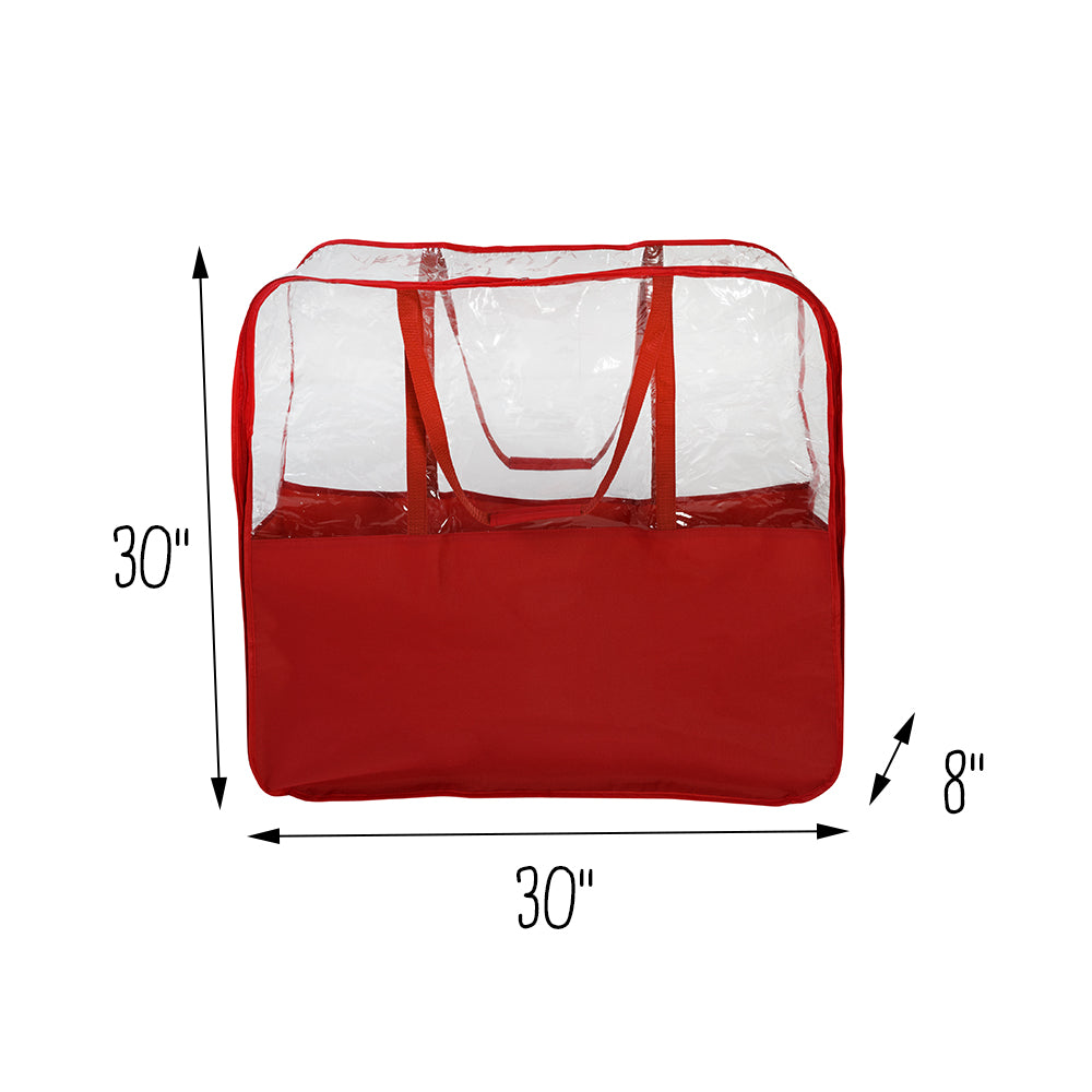 Honey Can Do 2 Pack Clear-View Christmas Storage Bags with Handles - Red