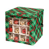 Green Plaid 48-Ornament Storage Box