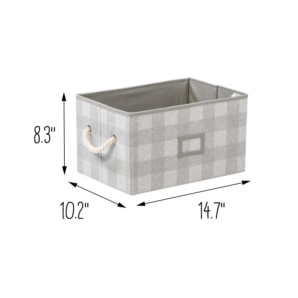 Honey Can Do Gray Plaid Large Collapsible Fabric Storage Bins With Handles  Set, 3ct.