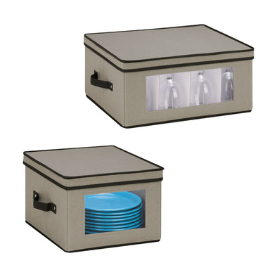 Gray Dinnerware or Closet Window Storage Boxes (2-Pack)