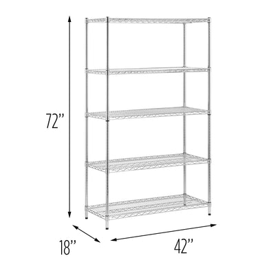 Chrome 5-Tier Adjustable Shelving Unit with 800-lb Shelf Capacity