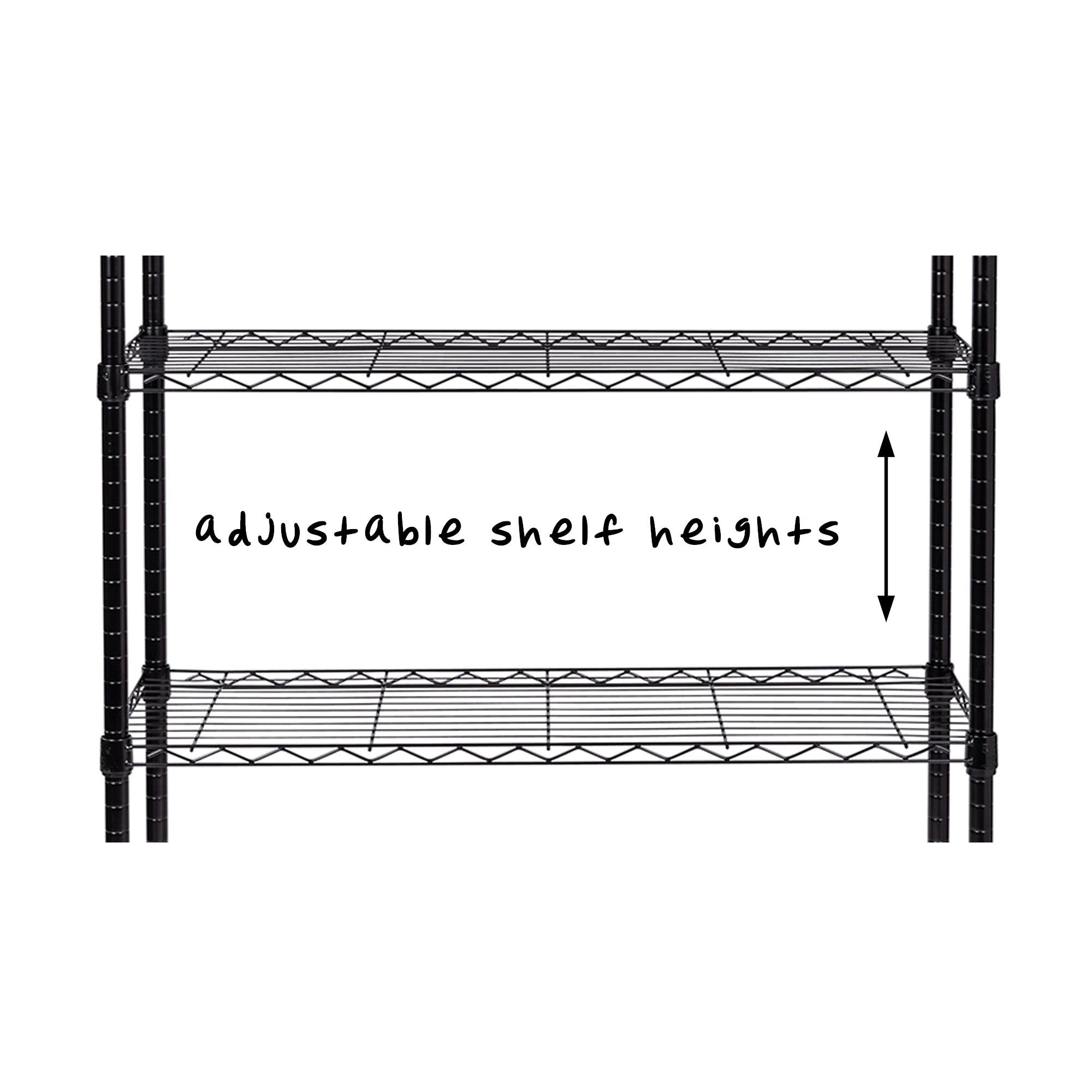 Black 5-Tier Adjustable Metal Shelving with 200-lb Shelf Capacity