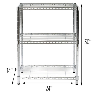 Chrome 3-Tier Adjustable Shelving Unit with 250-lb Weight Capacity