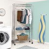 Chrome Rolling Laundry Clothes Rack with Shelves
