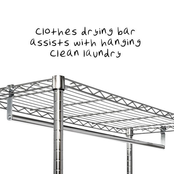Clothes drying bar assists with clean hanging laundry