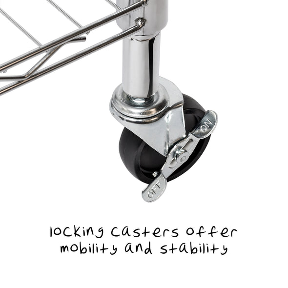Wheels offer mobility and locking casters also provide stability