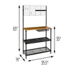 Black/Wood Baker's Rack with Cutting Board and Hanging Grid