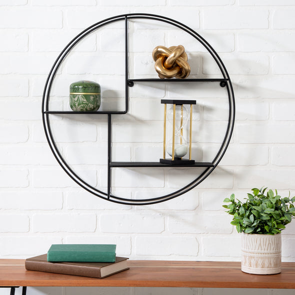 Black Modern Circular Wall Shelf