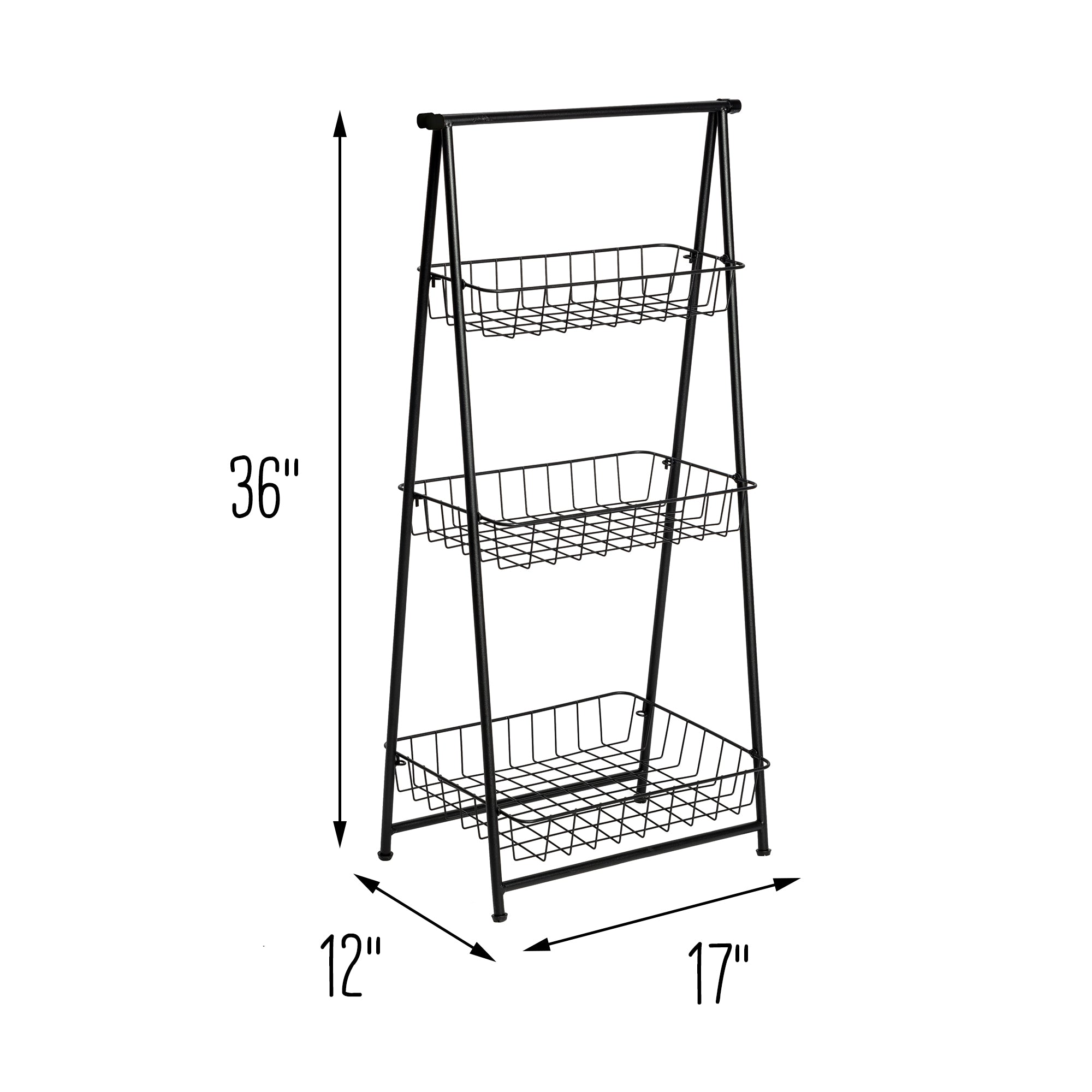 Storage Baskets on a Ladder in Three Tiers