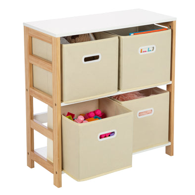 Honey can do SRT 01602 Kids Toy Organizer and Storage Bins NaturalPrimary 12  x Bin 36 Height x 12.5 Width33.3 Length Durable Heavy Duty Stain Resistant  Rounded Corner Sturdy Natural Frame Plastic Wood - Office Depot