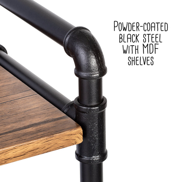 Powder-coated black steel with MDF shelves