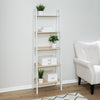 Natural/White 5-Tier Wood and Metal A-Frame Ladder Shelf