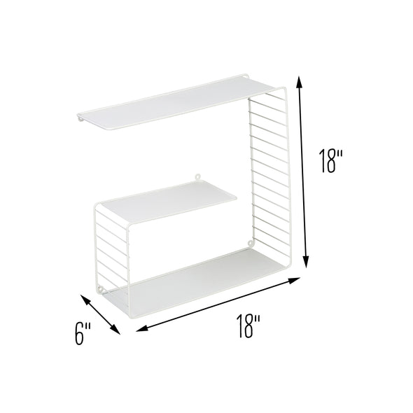White 3-Tier Metal Square Decorative Wall Shelf