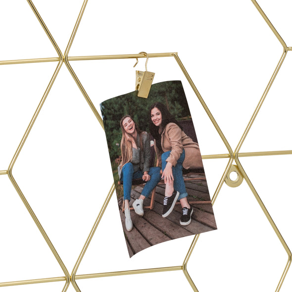 Gold Hanging Photo Display Holder with 10 Clips