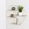 Gold 4-Tier Hexagonal Decorative Metal Wall Shelf