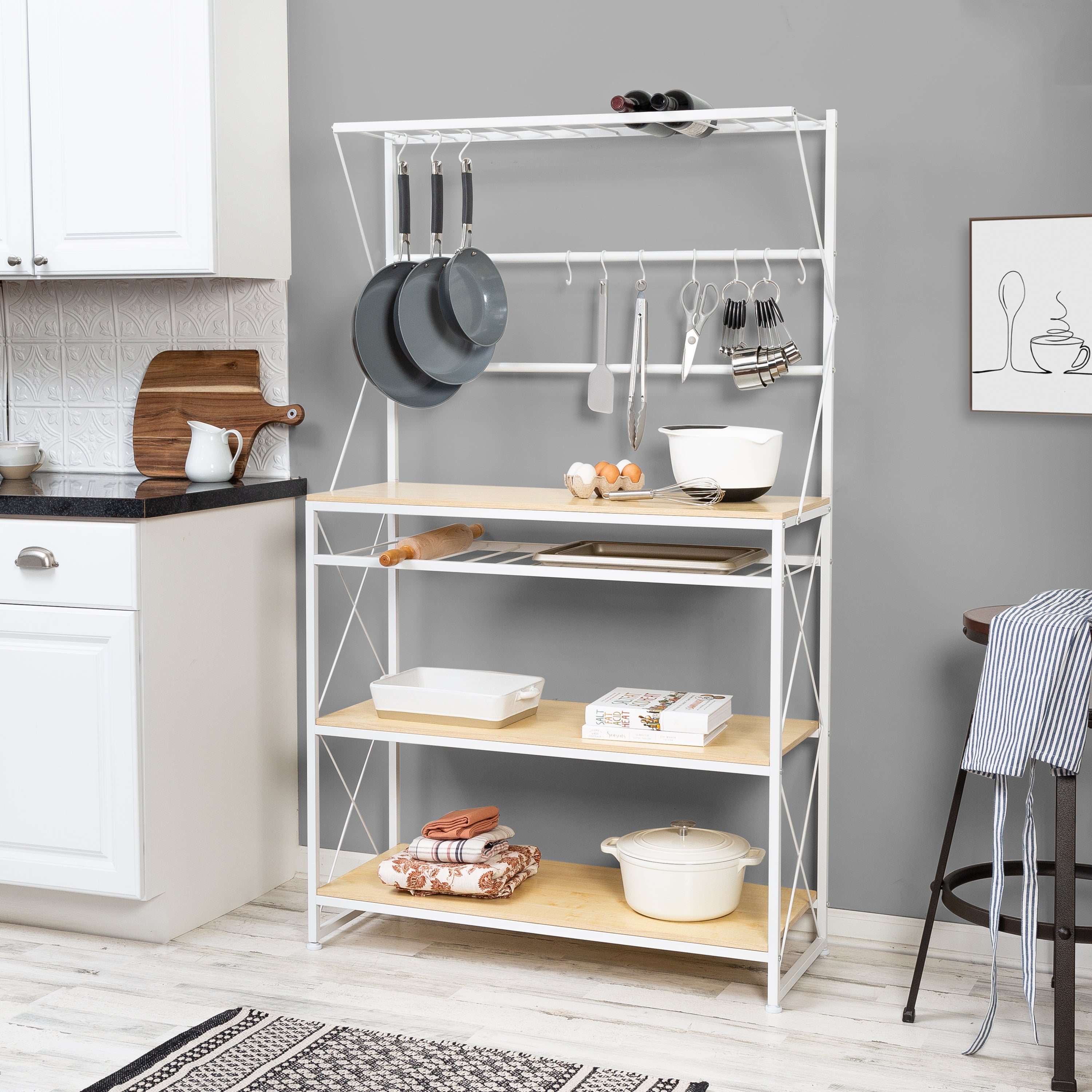 5 tier pantry cabinet baker racks with storage kitchen pantry