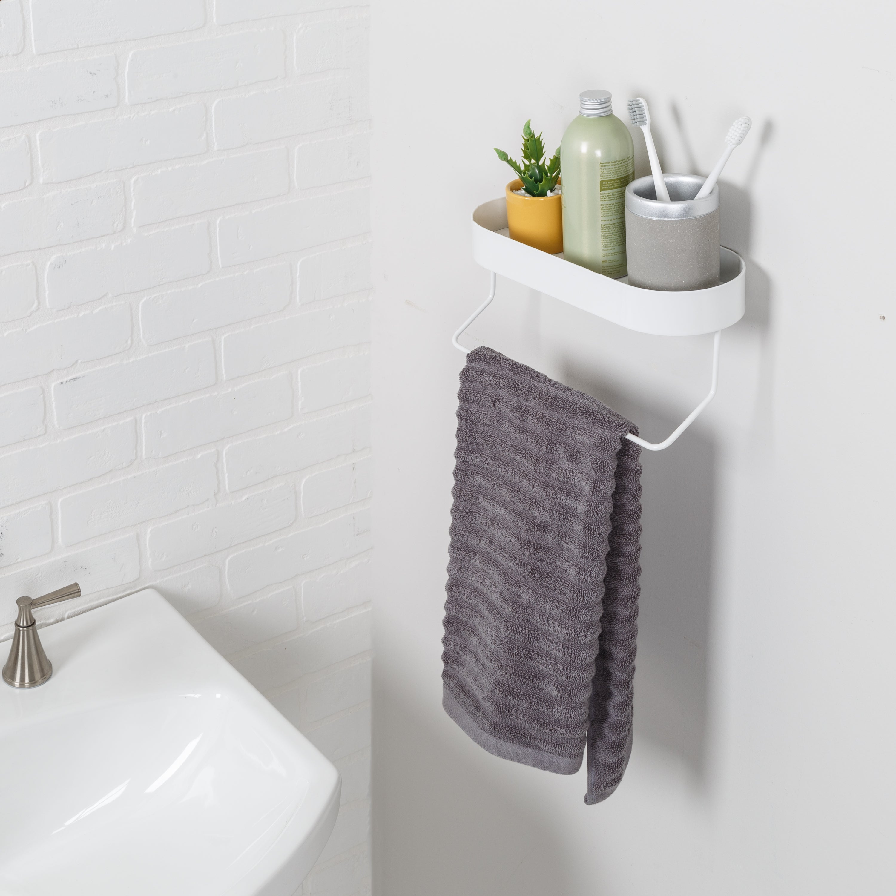 Wall Mounted Chrome Towel Holder Shelf Bathroom Storage Rack Rail Bar Stand  New