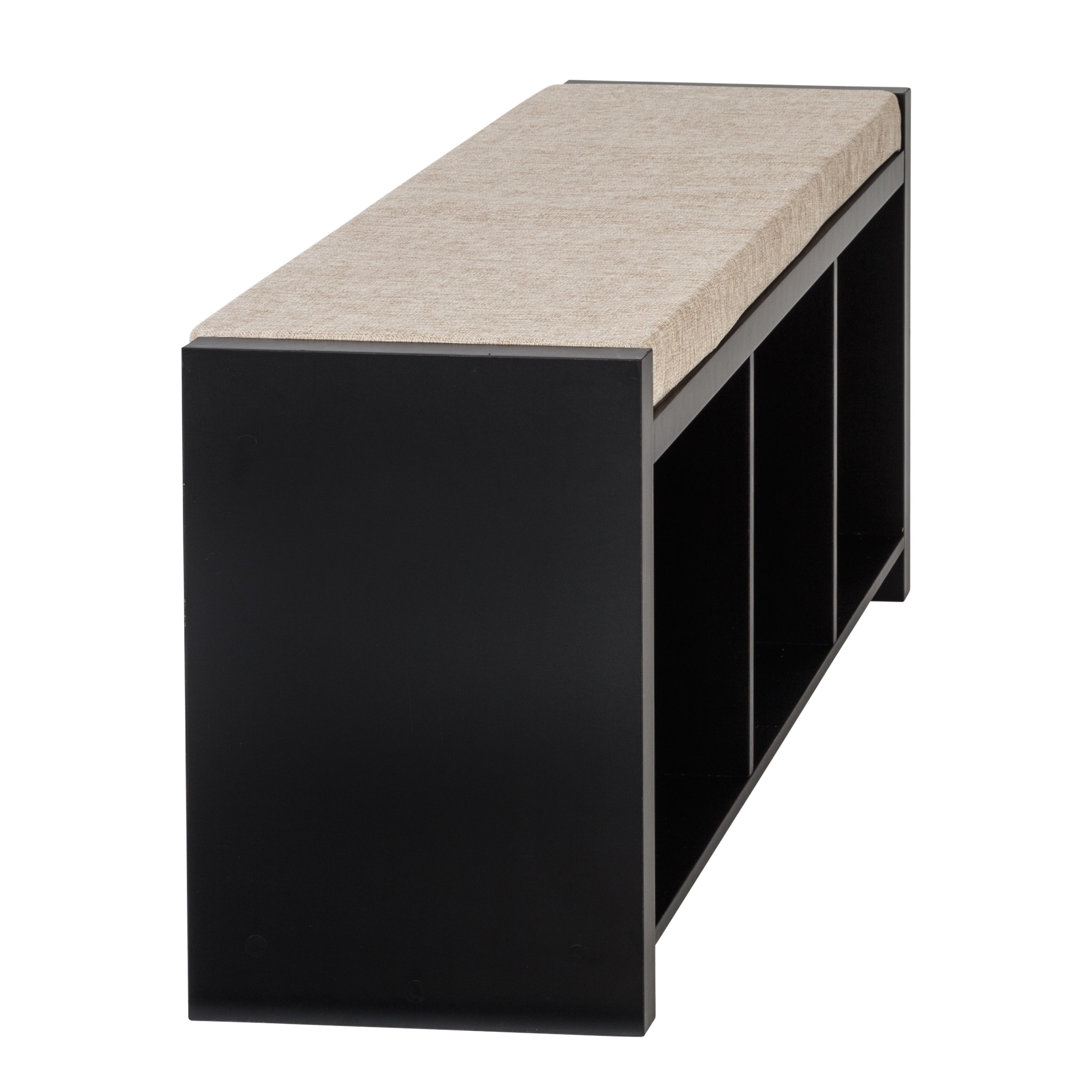 Black/Natural 3-Cube Storage Bench with Cushion