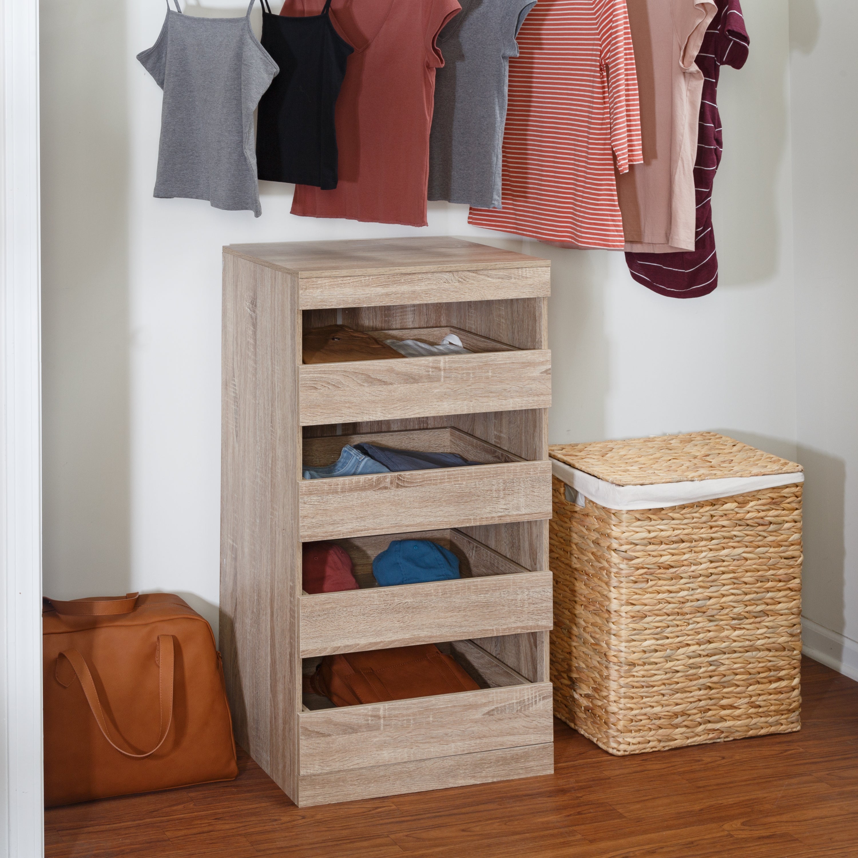 Brown Stackable Modular 4-Drawer Closet Organizer