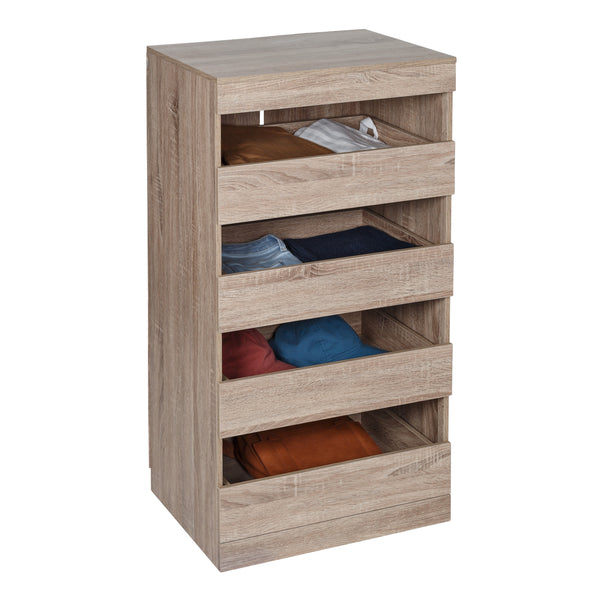 Stackable multifunctional drawers with decorative trim