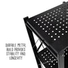 Black Folding 3-Tier Metal Rolling Shelf