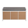White/Gray 3-Cubby Organizer Bench with Shoe Storage