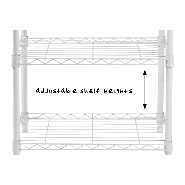 White 3-Tier Heavy-Duty Shelving Unit with 250-lb Weight Capacity