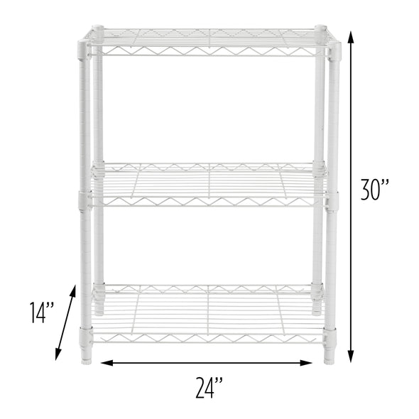 White 3-Tier Heavy-Duty Shelving Unit with 250-lb Weight Capacity