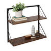 Black/Walnut Modern 2-Tier Wall Shelf with Easy to Hang Design