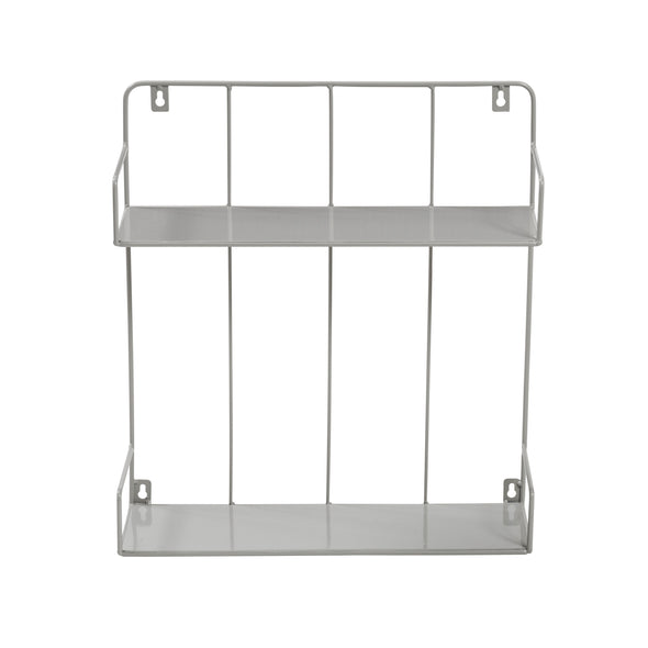 Gray 2-Tier Metal Accent Shelf