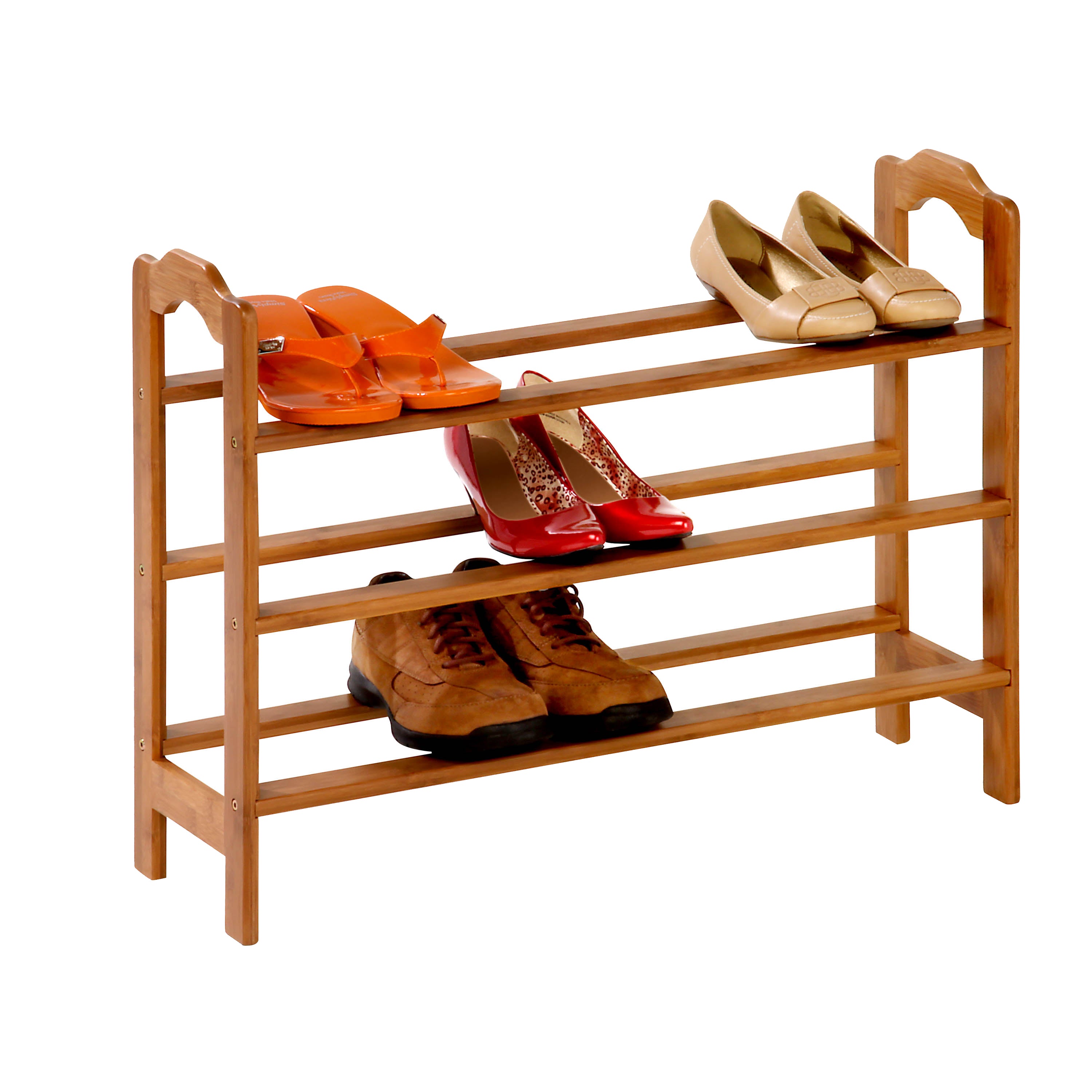 Bamboo 12 Pair Shoe Rack Organizing Shoes Suitable for Large Shoes
