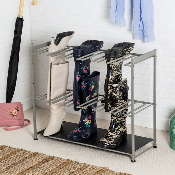 Silver Hanging Boot Storage and Drying Rack - Main Image