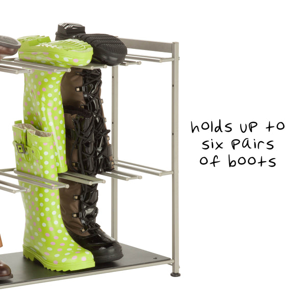 Silver Hanging Boot Storage and Drying Rack
