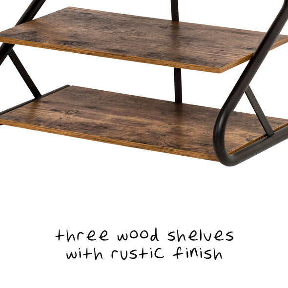 Three wood shelves with rustic finish