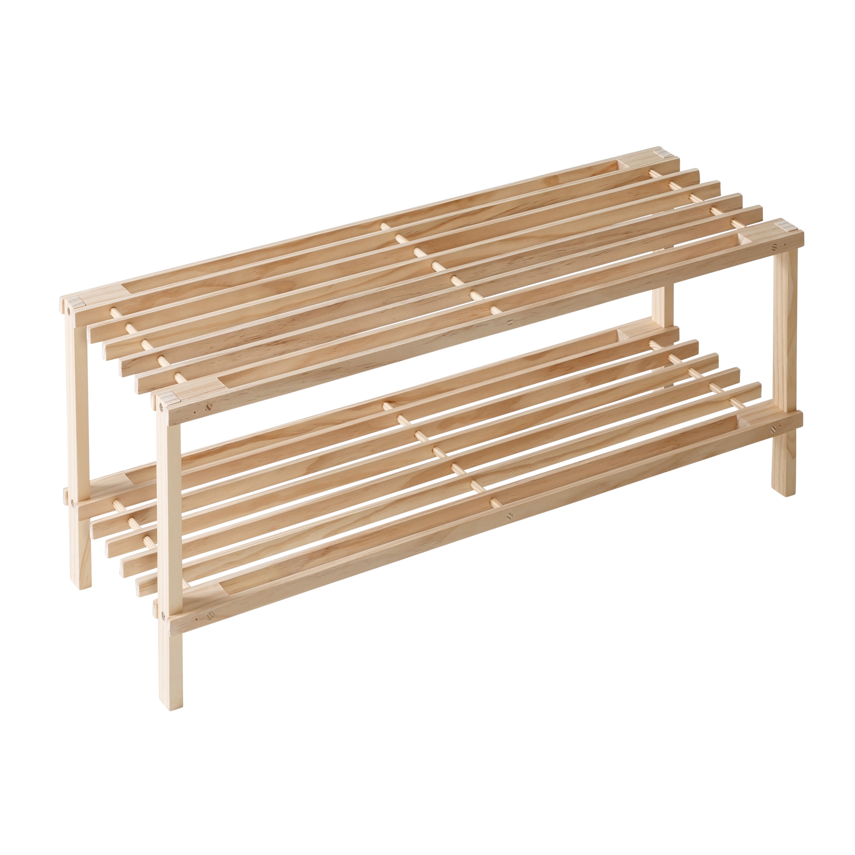 at Home Wood 2 Tier Natural Shoe Rack