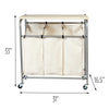 Natural/Silver Rolling Triple Sorter with Ironing Board Top